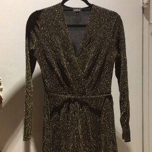 Who What Wear Glittery Gold & Black Sparkle Dress
